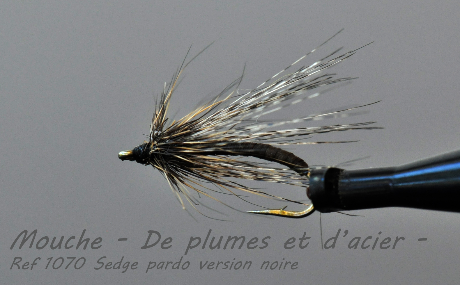Mouche pêche "De plumes et d'acier" Ref 1070 Sedge Pardo noir